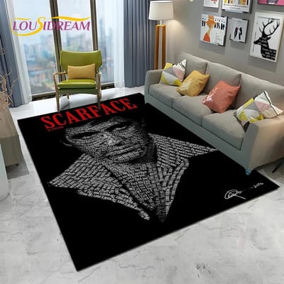 Scarface 3D Classic Film Tony Tapijt Vloerkleed voor Huis Woonkamer Slaapkamer Bank Deurmat Decor,kinderen Speelruimte Vloerkleed Antislip Vloermat 40x60cm