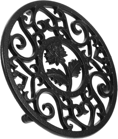 Gietijzeren Onderzetter - Bekerhouder Mokkussen - Keuken Tafelblad - Hittebestendig Duurzaam - 13.5x13.5x1.7cm - Zwart