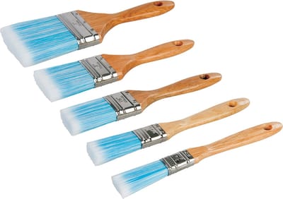 Silverline Synthetische schilderskwasten set - 5 delig - diverse maten - roestvrij stalen ring
