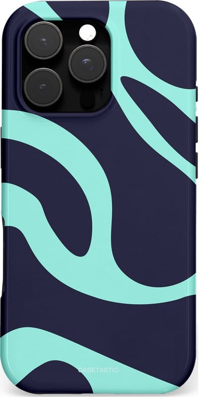 Casetastic Hoesje Geschikt voor Apple iPhone 16 Pro Magsafe - Stijlvolle Beschermende Duo-layer Case - Golvenritme Aqua-Marine