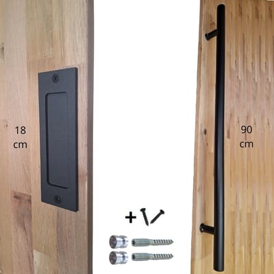 Hoexs – Schuifdeurgreep Zwart 90 cm - Dubbelzijdig Greep zwart – Komgreep 18 cm - Handgreep Schuifdeur Kom - Deurgreep