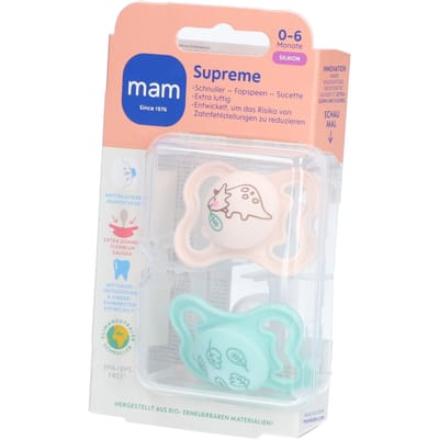 MAM Supreme Silikon Fopspeen 0-6 mnd Beige 2 stuks