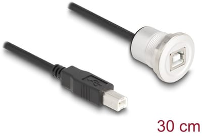 Delock USB 2.0 Type-B built-in female with cable plug 30 cm aluminium