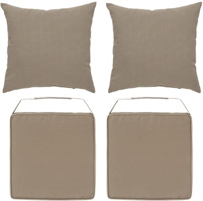Hesperide 2x stoelkussen + 2x sierkussen - lichtbruin - polyester - uv/waterbestendig