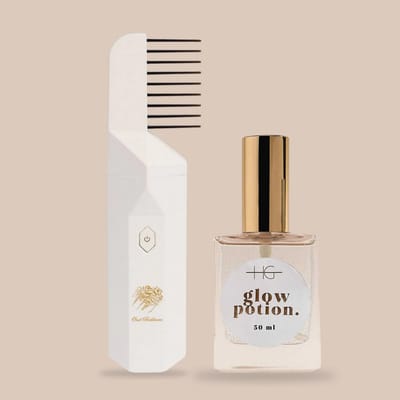 HG Aesthetics Gouden Geur & Glow Set – Bukhoor Haar Kam en Multifunctionele Droge Olie – Luxe Verzorgingsbundel voor Haar en Huid