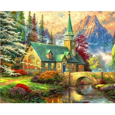 5D DIY Diamond Painting Mountain House Borduren Kruissteek Strass Mozaïek Home Decor 20X30CM gray