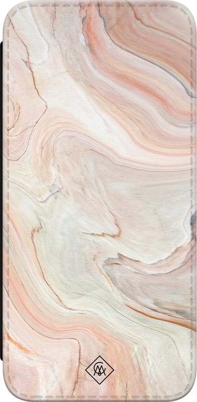 Casimoda® bookcase - Geschikt voor Samsung Galaxy A55 - Hoesje met pasjeshouder - Marmer Waves - Bruin/beige - Kunstleer
