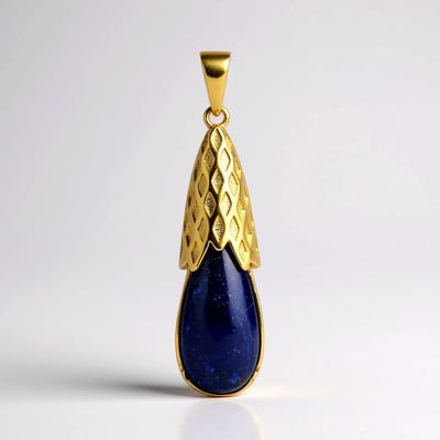 Cavill - Zilveren Hanger - 925 Sterling Zilver Verguld - 10,95 ct Peervormige Lapis Lazuli Edelsteen - Elegante Blauw Natuurlijke Edelsteen Dames