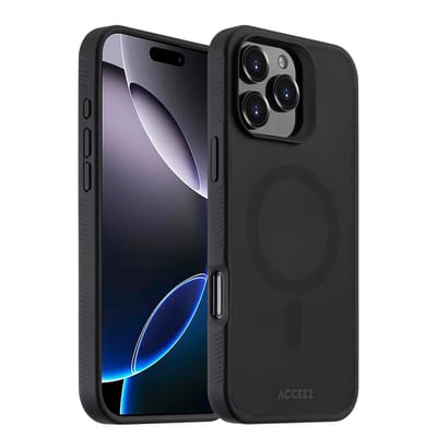 Accezz Hoesje - Geschikt voor Apple iPhone 16 Pro Max - Frosted Backcover geschikt voor MagSafe - Zwart