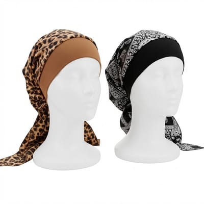 Zwart luipaardprint bandana set dames – 2 stuks hoofddoek bandana met paisley en luipaardprint – zachte lichtgewicht haar bandana – comfortabele striksluiting – modieuze haar accessoires
