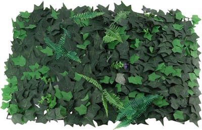 Natuurlijke Schuttingpanelen van Kunstgras, UV-bestendige Boxwood Heg, Groene Wanddecoratie met Klimopbladeren en Schaduwdoek