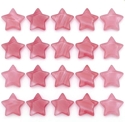 Set van 20 natuurlijke sterren edelstenen, gepolijste geluksstenen voor decoratie en Reiki-genezing, watermeloenrood kristallen stenen