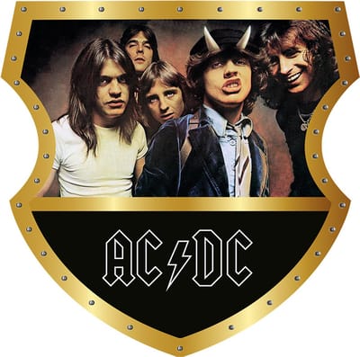 Signs USA - Muziek schild - boven recht - met Logo onder - AC/DC - Gold - 40 x 40 cm