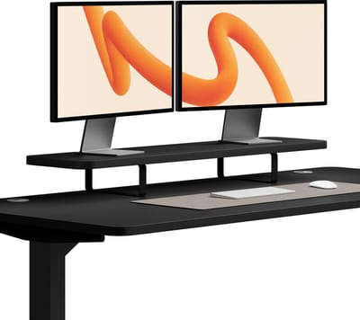 Desktronic Monitorstandaard 2 Schermen Zwart/Zwart - Monitor Verhoger Hout - 114 x 28 cm