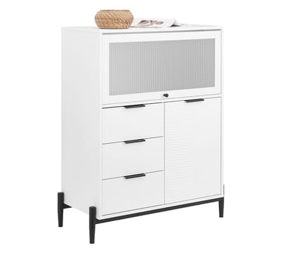 SoBuy FSB94-W Buffetkast - Witte Keukenkast met Wielen & Multifunctioneel