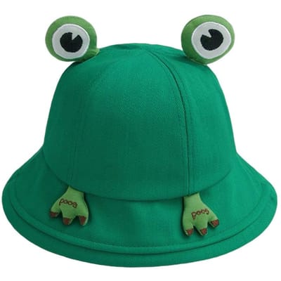 Schattige Schattige Kikker-Vormige Cartoon Kikker Bucket Hat Opvouwbare Zon Bescherming Vissers Hoeden Grappig Grote Ogen Patroon Panama Visserij Pet Zomer blue