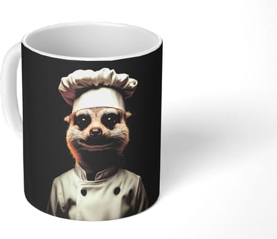 Mok - Koffiemok - Dier - Kok - Stokstaartje - Mokken - 350 ML - Beker - Koffiemokken - Theemok