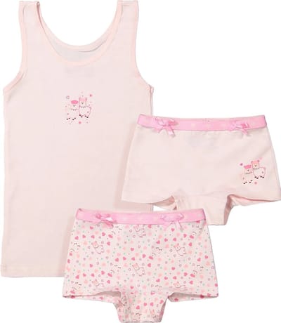 Funderwear meisjes ondergoed - meisjes setje - Alpaca - 2 Boxershorts en hemd setje kind - 134 - Wit