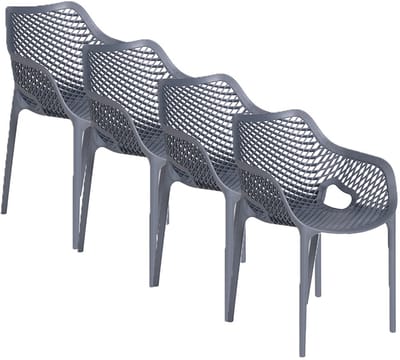 Garden Impressions Air XL kunststof tuinstoel - donker grijs - 4 stuks