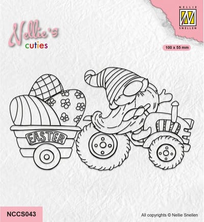 Nellie Snellen Nellie's Cuties Clear Stamp Easter Gnom on Tractor