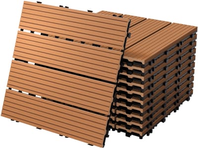 Terrastegels 30x30 cm, set van 11 stuks voor 1 m², lichtbruin, van WPC