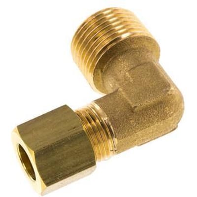 R 3/8'' Buitendraad x 8mm Messing L-Knelfitting 90 graden 135 Bar DIN EN 1254-2