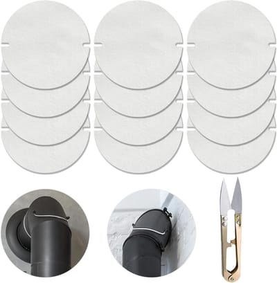 Set van 12 hittebestendige afdichtingen voor kachelpijpen, geschikt voor kachelpijpen met een diameter van 155-200 mm, keramische vezelmatten voor optimale isolatie en duurzaamheid tot 1200 °C
