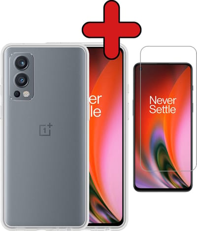 Hoesje - Met Screenprotector - Geschikt voor OnePlus Nord 2 - Sterk & Shockproof - Telefoon Hoes - Back Cover - Siliconen Case - Telefoonhoes - Transparant