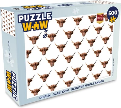Puzzel Dieren - Sjabloon - Schotse hooglander - Legpuzzel - Puzzel 500 stukjes
