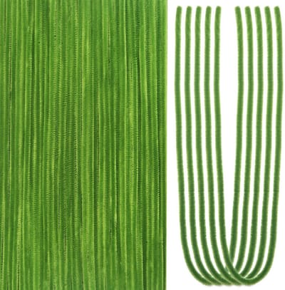50x Grote Lichtgroene Chenille Stelen 60 cm voor Knutselen en DIY
