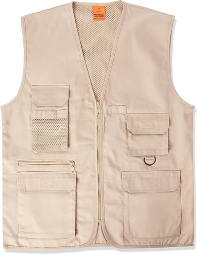Outdoor/werk bodywarmer - beige - voor heren - Outdoorkleding/werkkleding - Mouwloze vissers/tuinier vesten XXL