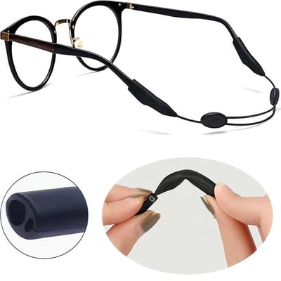 Vertelbare Brillenkoord I Brillenbandje I Zonnebril Koord I Bril Touwtje I Koord Bril I Anti-Slip I Zachte Siliconen I Universeel I 25-40 CM I Zwart