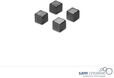 Sam Creative Whiteboard Magneten - Kubus - 10 mm - Metallic - Zwart - 4 stuks