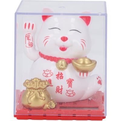 Gelukskat Zwaaiende Arm Levendige Schattige Chinese Kat Zonne-gelukskat Beeld Decoratie voor Decoratie wit