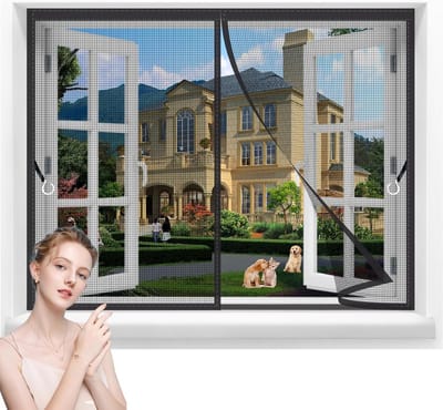 Horraam 60x140cm Zwart - Eenvoudige Montage Zonder Boren - Magnetisch Horraam voor Ramen