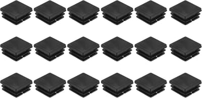 18 stuks buisstops 25 x 25 mm vierkante eindkappen PE antislip stoelpootdoppen voor 20-23 mm tafels en meubels zwart