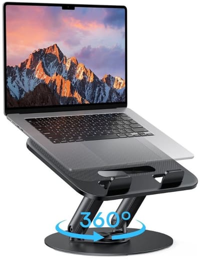 Famanu – Laptopstandaard voor bureau - 360° draaibare laptopverhoger - duurzame metalen basis - opvouwbarenotebookstandaard met verstelbare hoogte - geschikt voor laptop en laptops tot 15