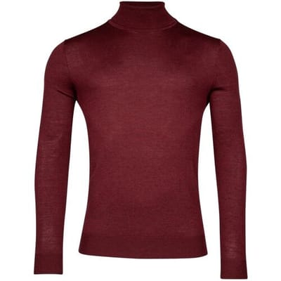Thomas Maine Trui Merino Wool Rollneck Single Knit Bordeaux Melange / male