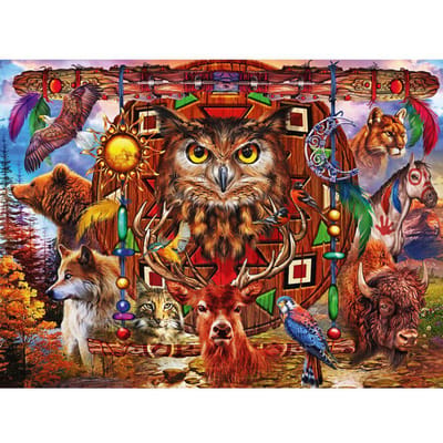 Broderie Diamant Mosaïque Totem Animal Forage Rond Complet Vente Hibou Point de Croix 20X30CM black