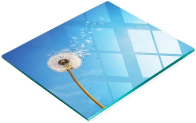 Multifunctionele decoratieve snijplank voor de keuken, gehard glas, paardenbloemmotief, 60x52 cm