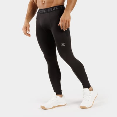ZEUZ Heren Compressie Legging – Lange Sportlegging voor Fitness & Hardlopen - Zwart - M