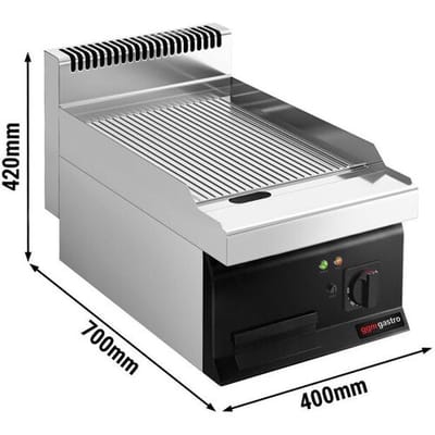 GGM Gastro Elektro Bratplatte - 4,05 kW - Gerillt Zilver / Zwart