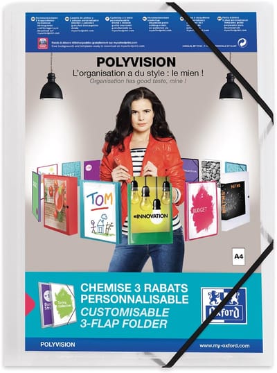 Elastomap Oxford Polyvision A4 met insteektas 3 kleppen PP transparant - 12 stuks