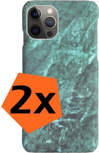 Hoesje Geschikt voor iPhone 11 Pro Hoesje Marmeren Case Hardcover Hoes Marmer - Hoesje Geschikt voor iPhone 11 Pro Marmer Hoes - Groen - 2 PACK
