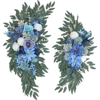 Buiten Bruiloft Evenement Bruiloft Achtergrond Decoratie Boog Bloemen Kunstbloem Bovenlicht Sluiers gray