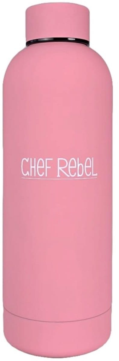 Chef Rebel® – Thermosfles – Drinkfles – Waterfles – Roze – 500 ml – Gripcoating – Warme & koude dranken – Lekvrij – Koffiebeker – Theebeker