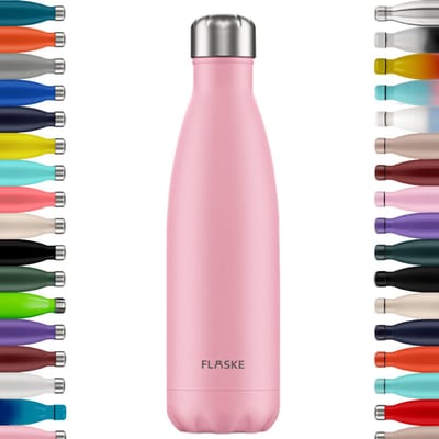FLASKE Original Drinkfles 500 ml - Geïsoleerde RVS Waterfles - BPA-vrij - 12u Warm & 24u Koud - Geschikt als Thermosfles en Thermoskan - Water Bottle Stainless Steel - Flower