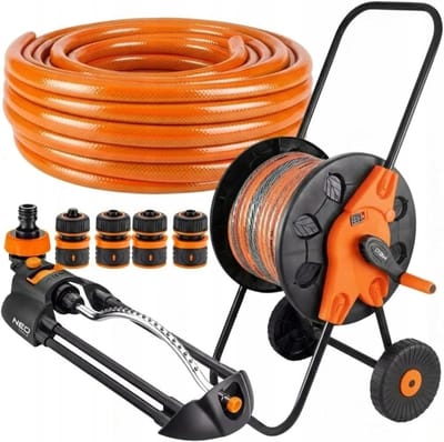 Tuinslang Set - Waterslang Trolley - Gazon Besproeien - Complete Set Inclusief - 20 Meter - Meerkleurig