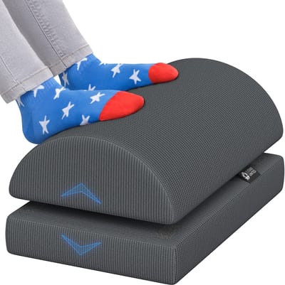 5 STAR UNITED Ergonomische Voetensteun – Onder Bureau – Traagschuim, 15 cm – Donkergrijs