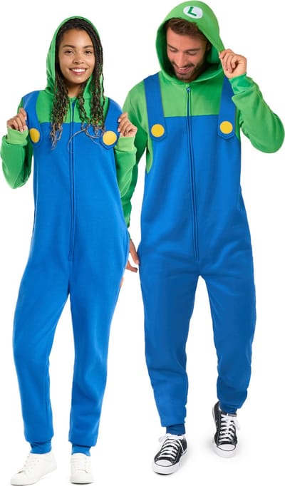 OppoSuits Luigi Onesie - Nintendo Jumpsuit - Kleding voor Luigi Outfit - Thema Huispak - Carnavalskleding - Blauw - Maat: XXL
